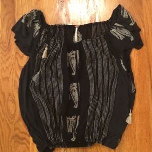 Free People navy patterned off-shoulder top